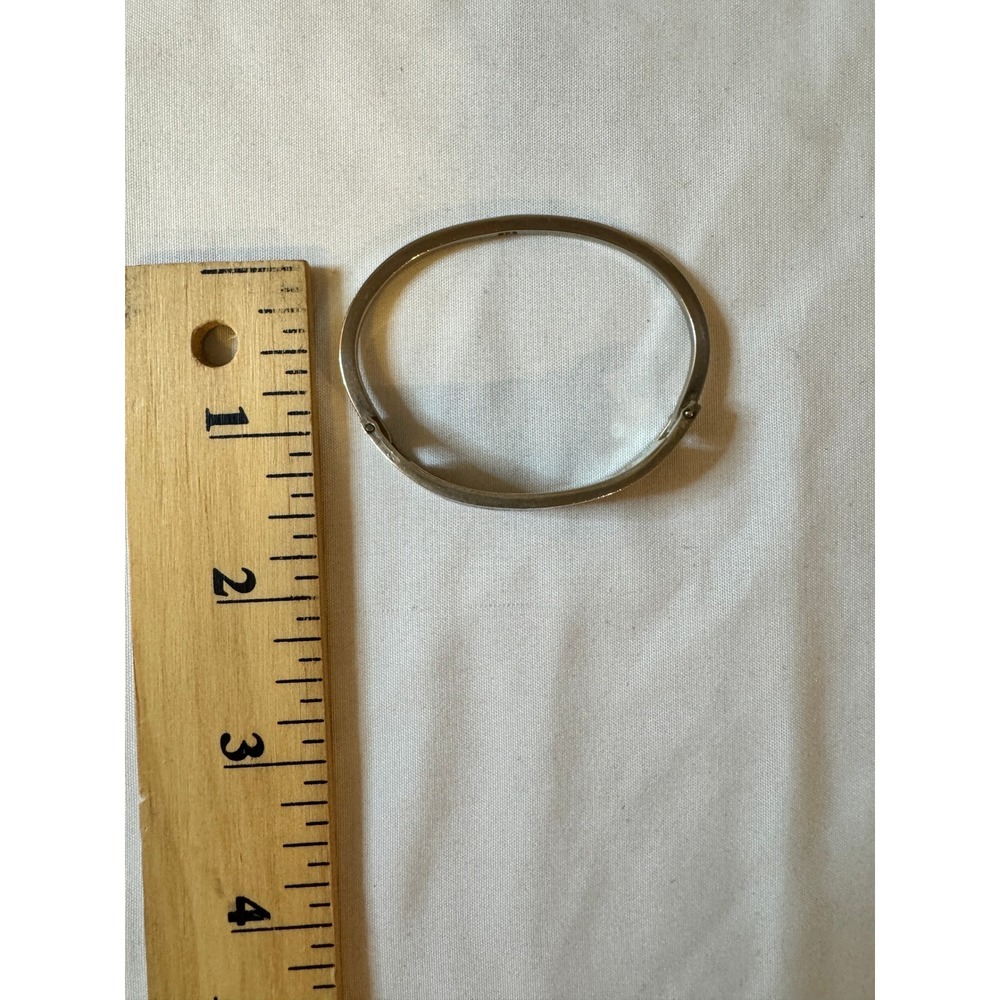 Taxco Bangle Bracelet Women OS Silver Good Vintage 925 Inlay Flower Mexico - Picture 9 of 10